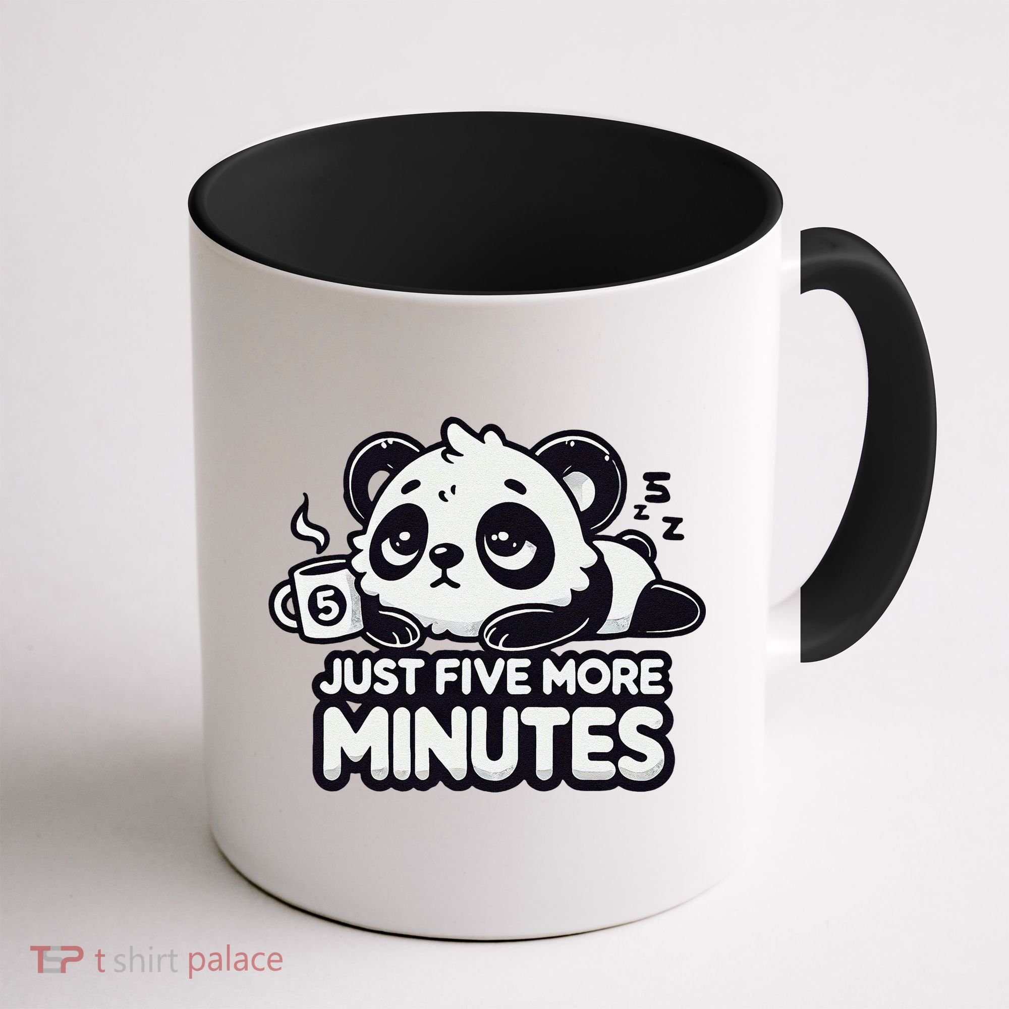 Cute Lazy Panda Just Five More Minutes Sleepy Coffee Mug