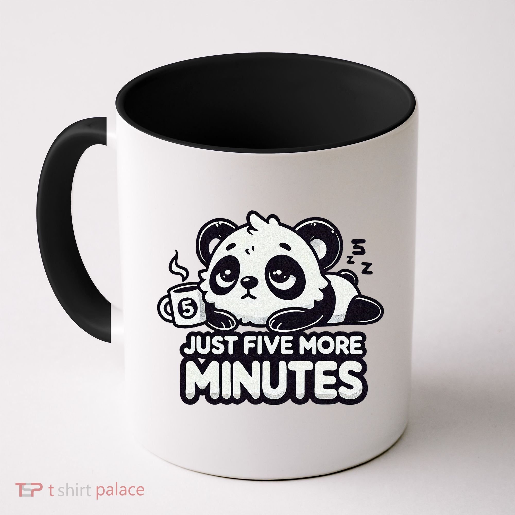 Cute Lazy Panda Just Five More Minutes Sleepy Coffee Mug