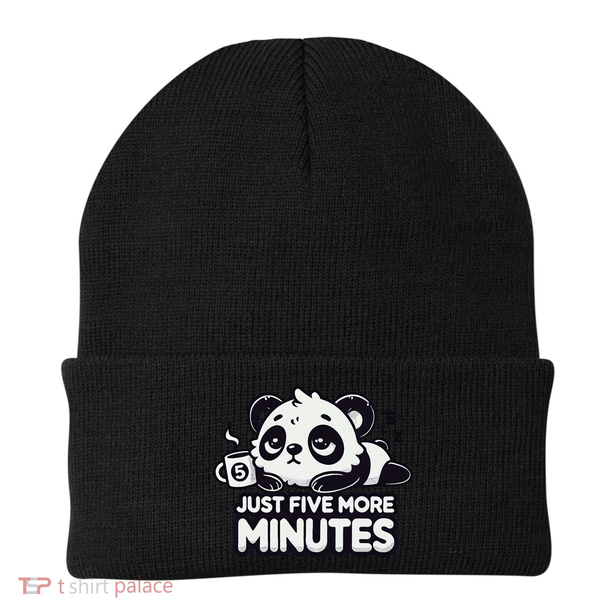 Cute Lazy Panda Just Five More Minutes Sleepy Beanie