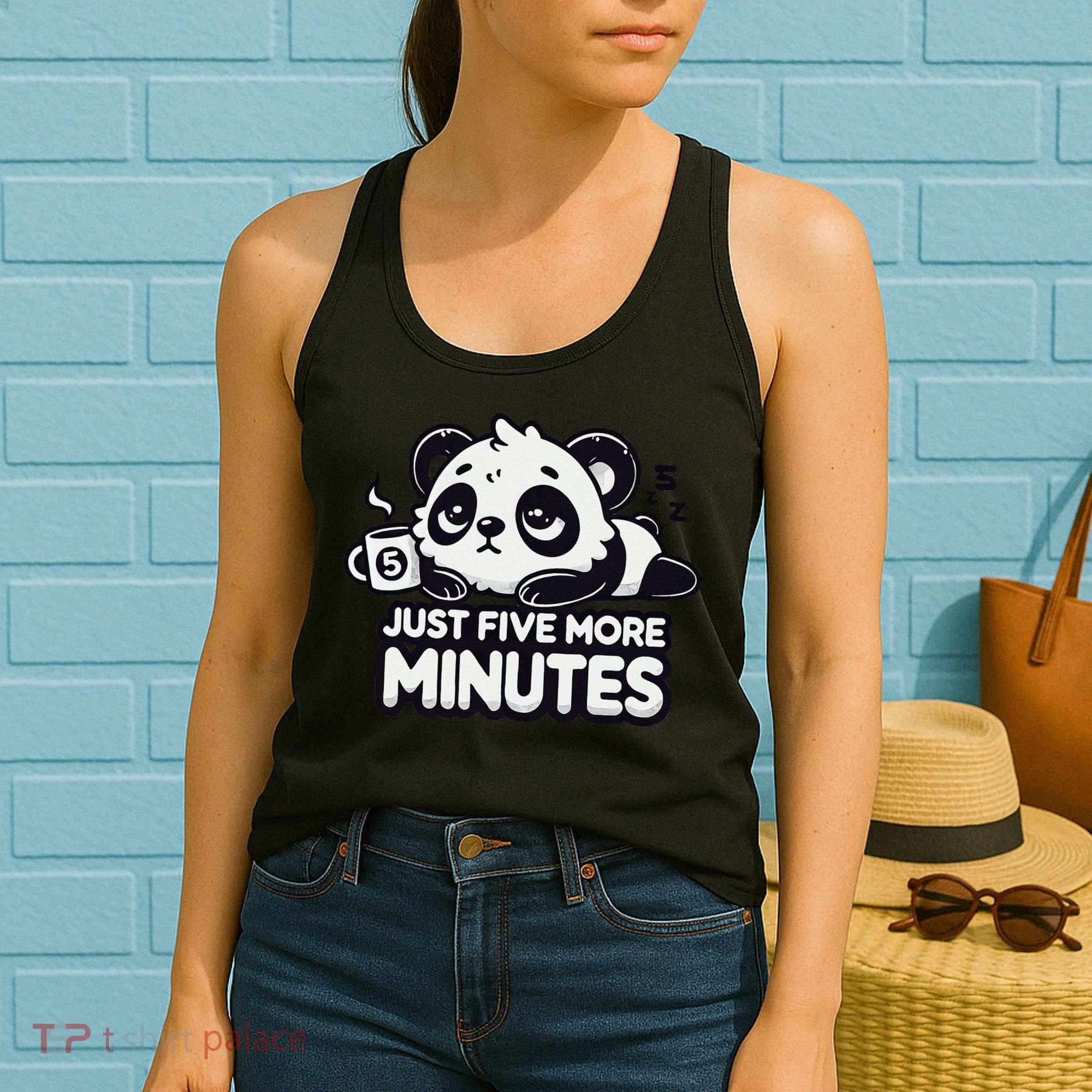 Cute Lazy Panda Just Five More Minutes Sleepy Women's Tank Top