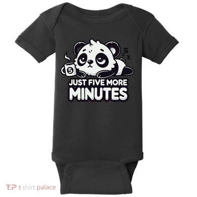 Cute Lazy Panda Just Five More Minutes Sleepy Baby Bodysuit