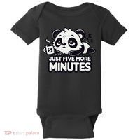 Cute Lazy Panda Just Five More Minutes Sleepy Baby Bodysuit thumb 0