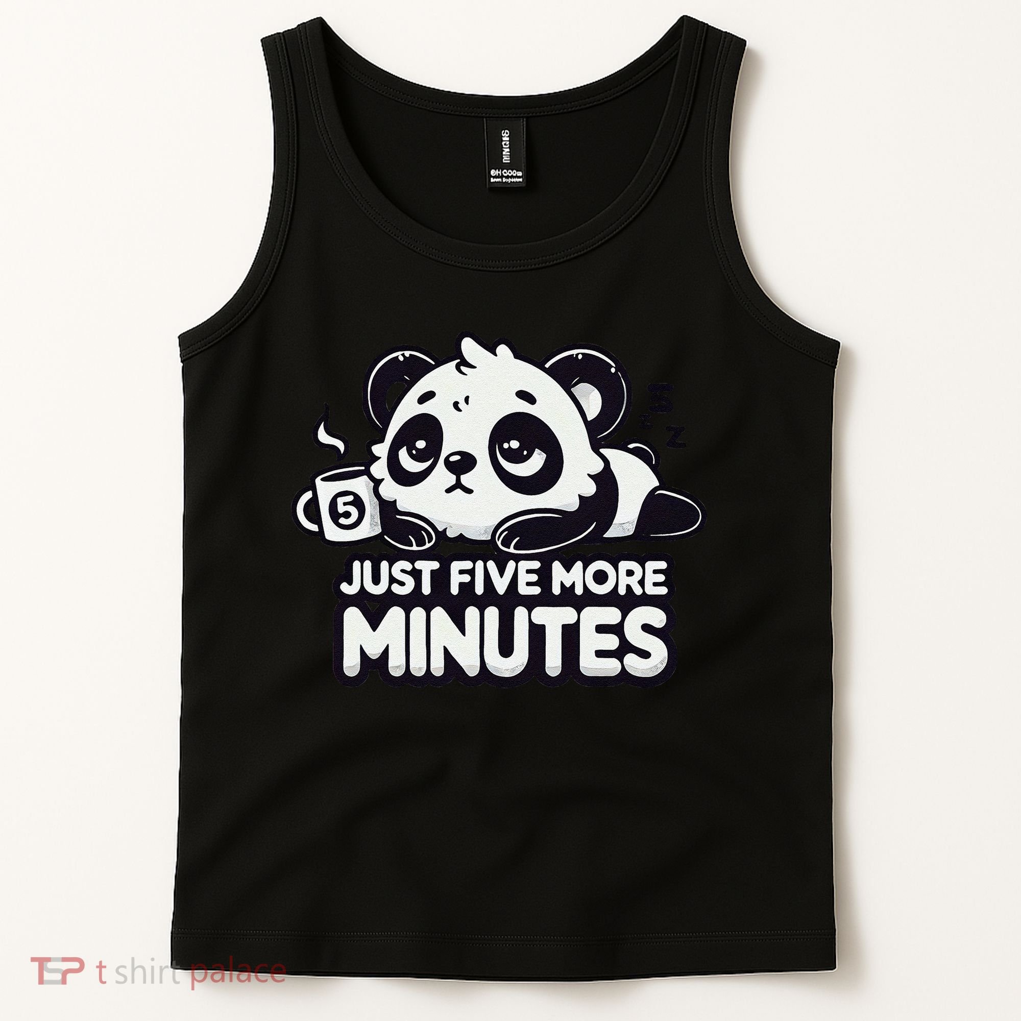 Cute Lazy Panda Just Five More Minutes Sleepy Tank Top