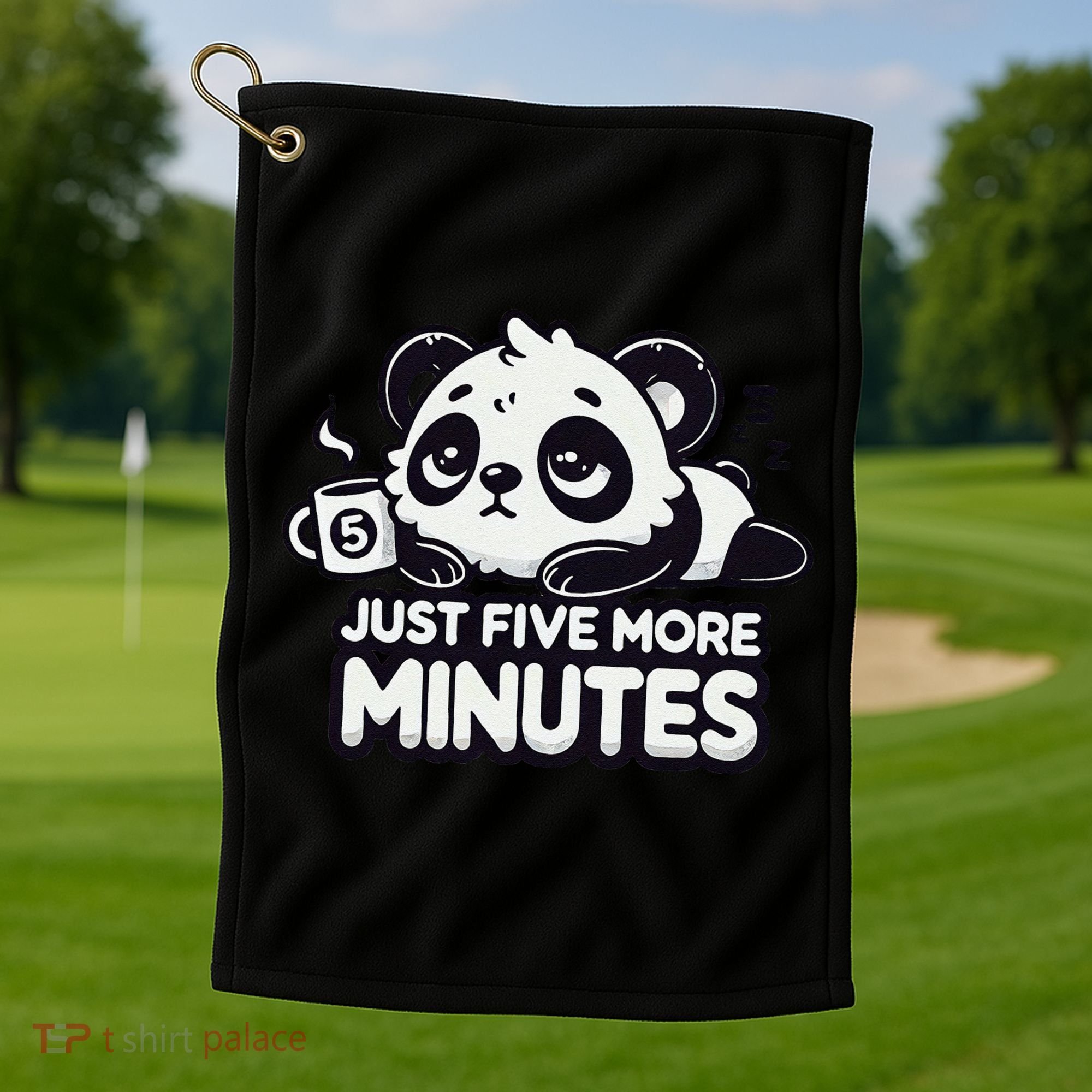 Cute Lazy Panda Just Five More Minutes Sleepy Golf Towel