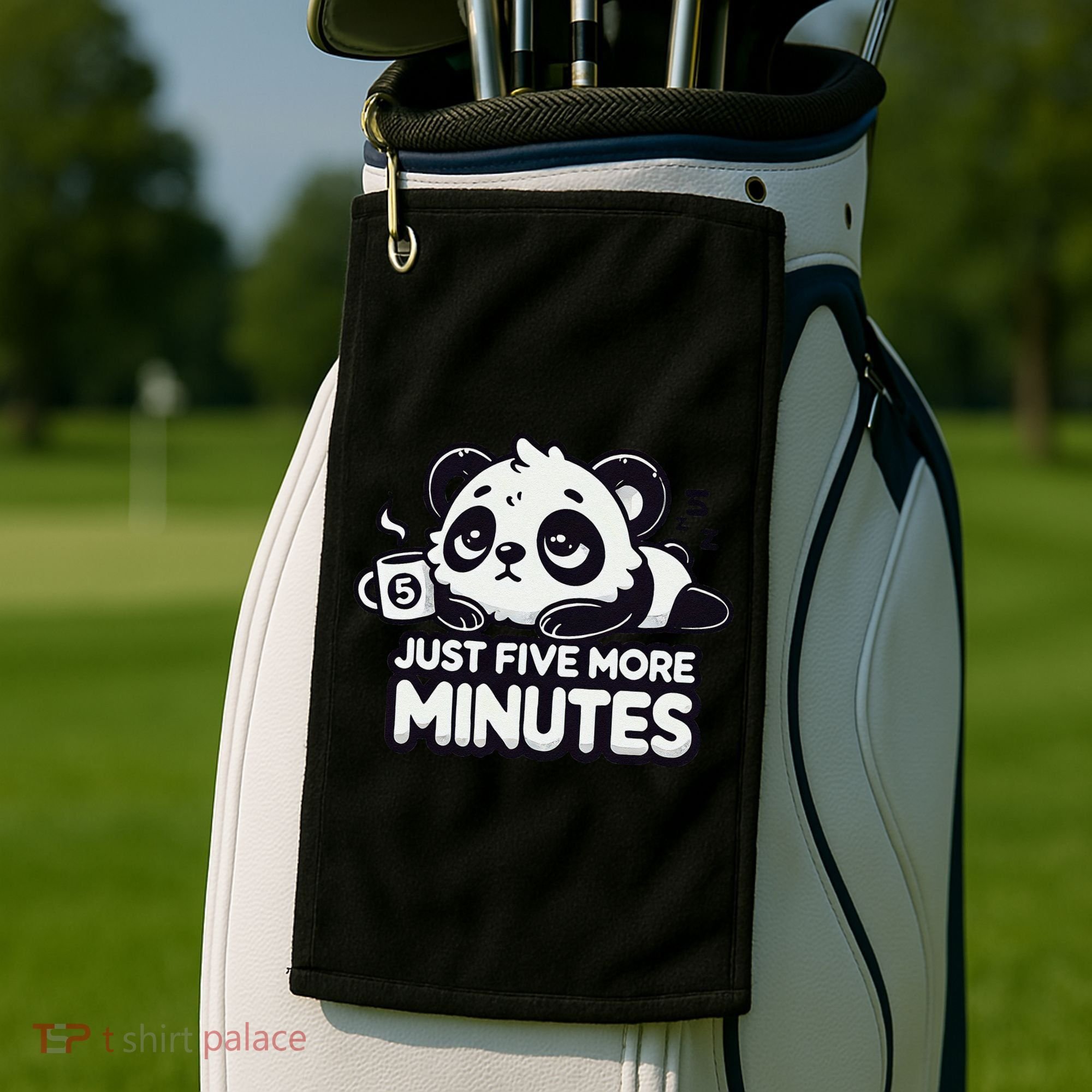 Cute Lazy Panda Just Five More Minutes Sleepy Golf Towel