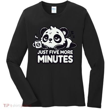 Cute Lazy Panda Just Five More Minutes Sleepy Women's Long Sleeve Shirt