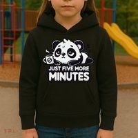 Cute Lazy Panda Just Five More Minutes Sleepy Kids Hoodie thumb 3