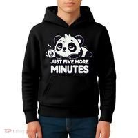 Cute Lazy Panda Just Five More Minutes Sleepy Kids Hoodie thumb 4