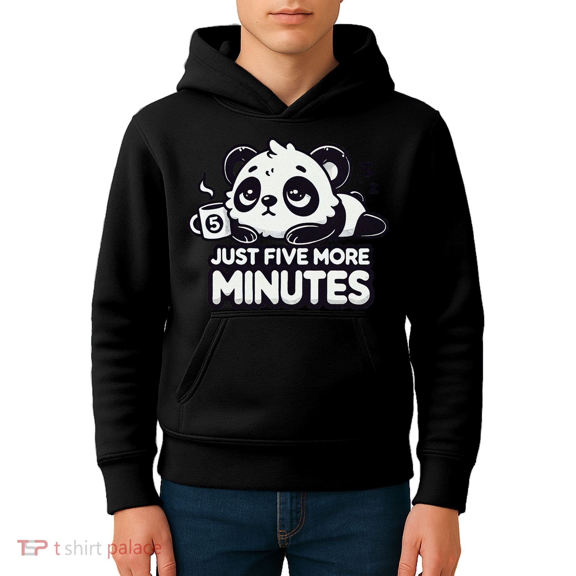 Cute Lazy Panda Just Five More Minutes Sleepy Kids Hoodie