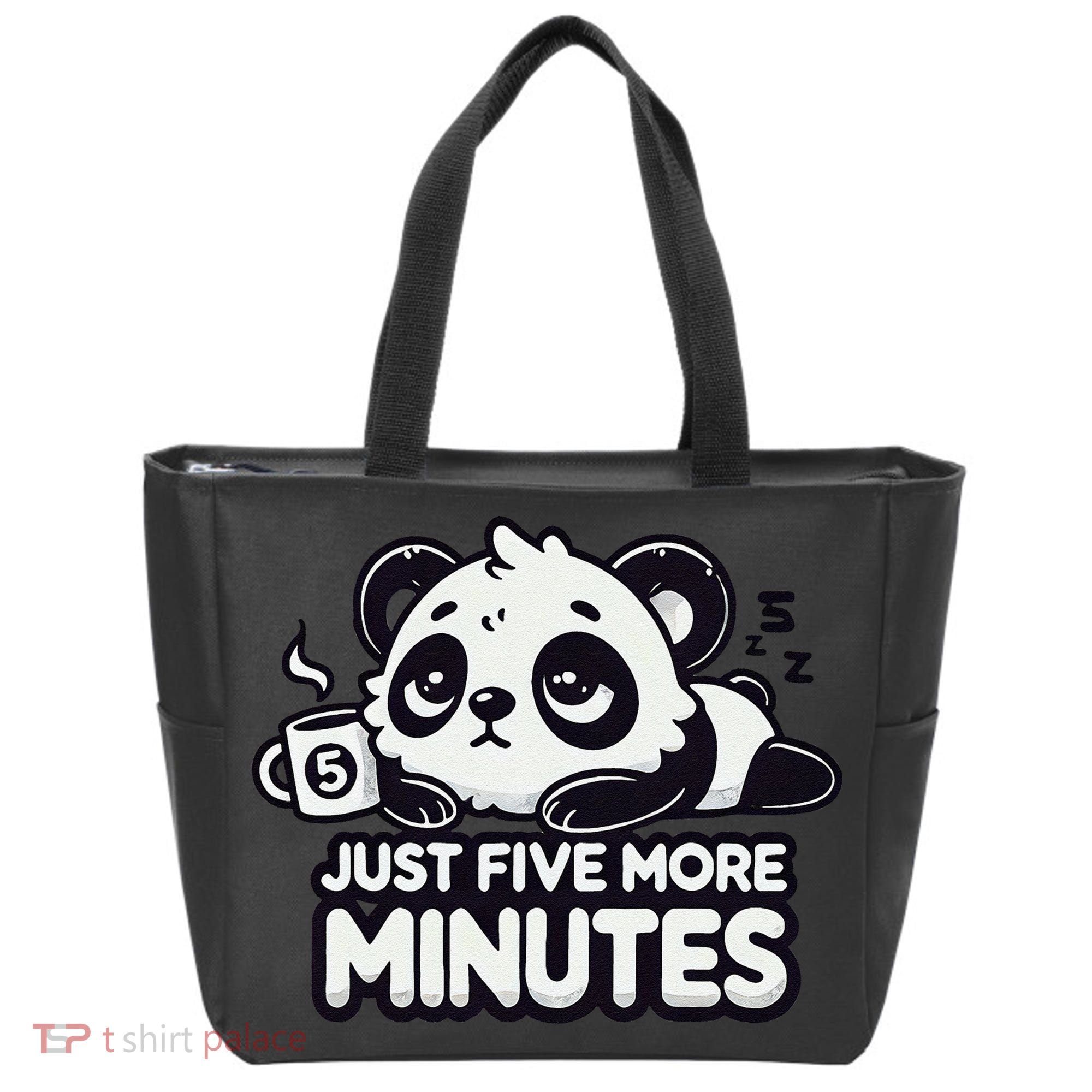Cute Lazy Panda Just Five More Minutes Sleepy Tote Bag