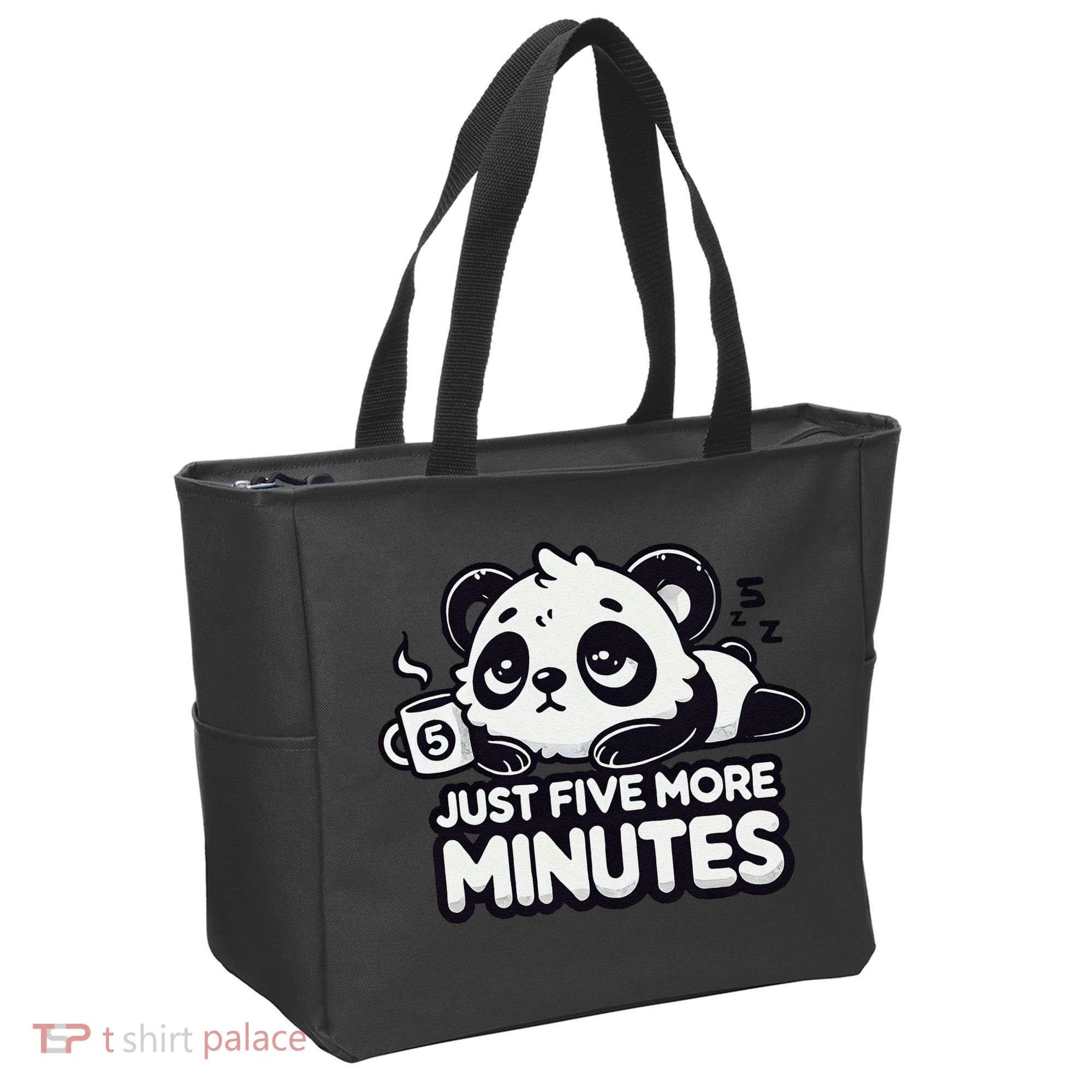 Cute Lazy Panda Just Five More Minutes Sleepy Tote Bag