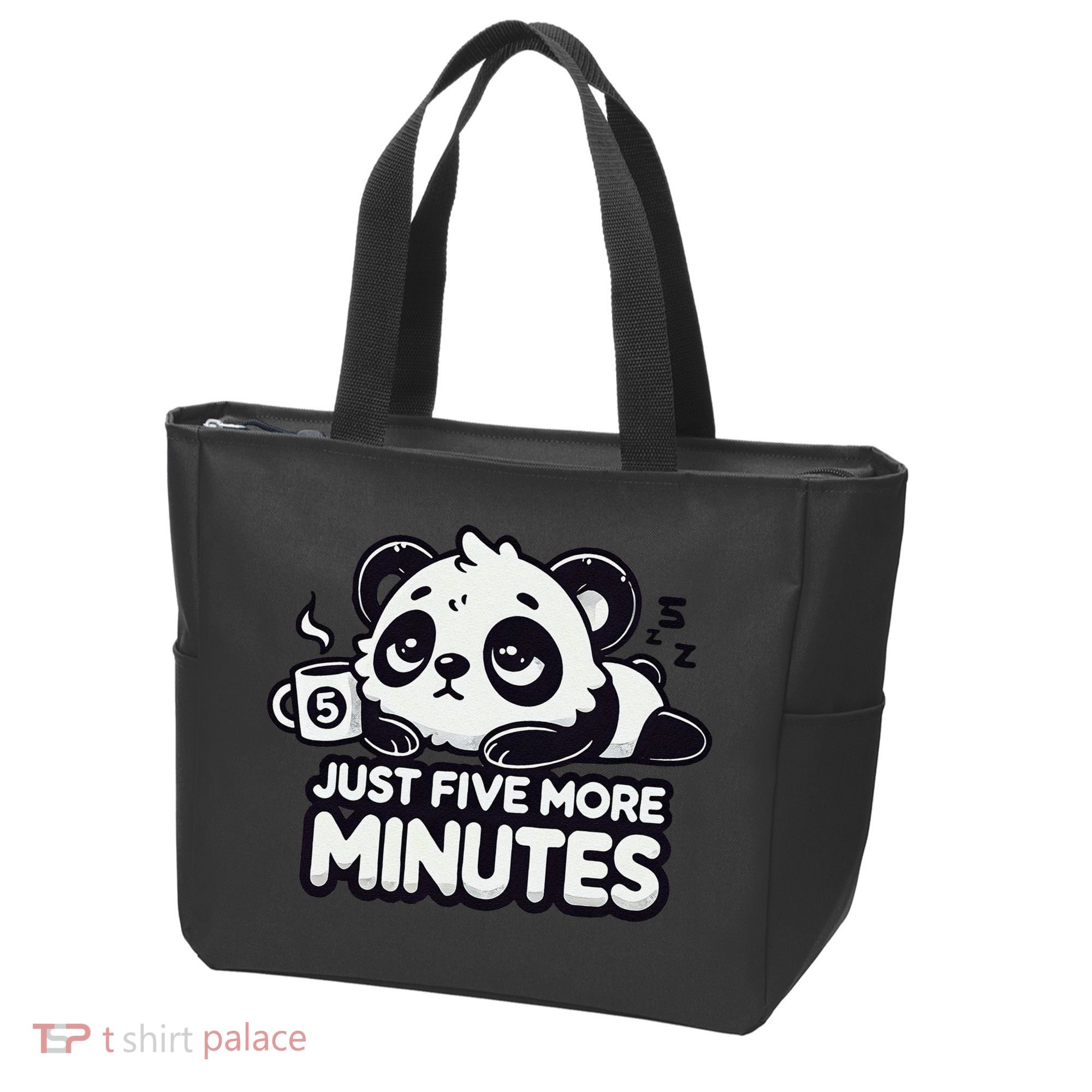 Cute Lazy Panda Just Five More Minutes Sleepy Tote Bag