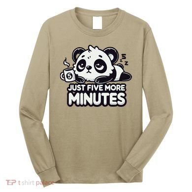 Cute Lazy Panda Just Five More Minutes Sleepy Long Sleeve Shirt