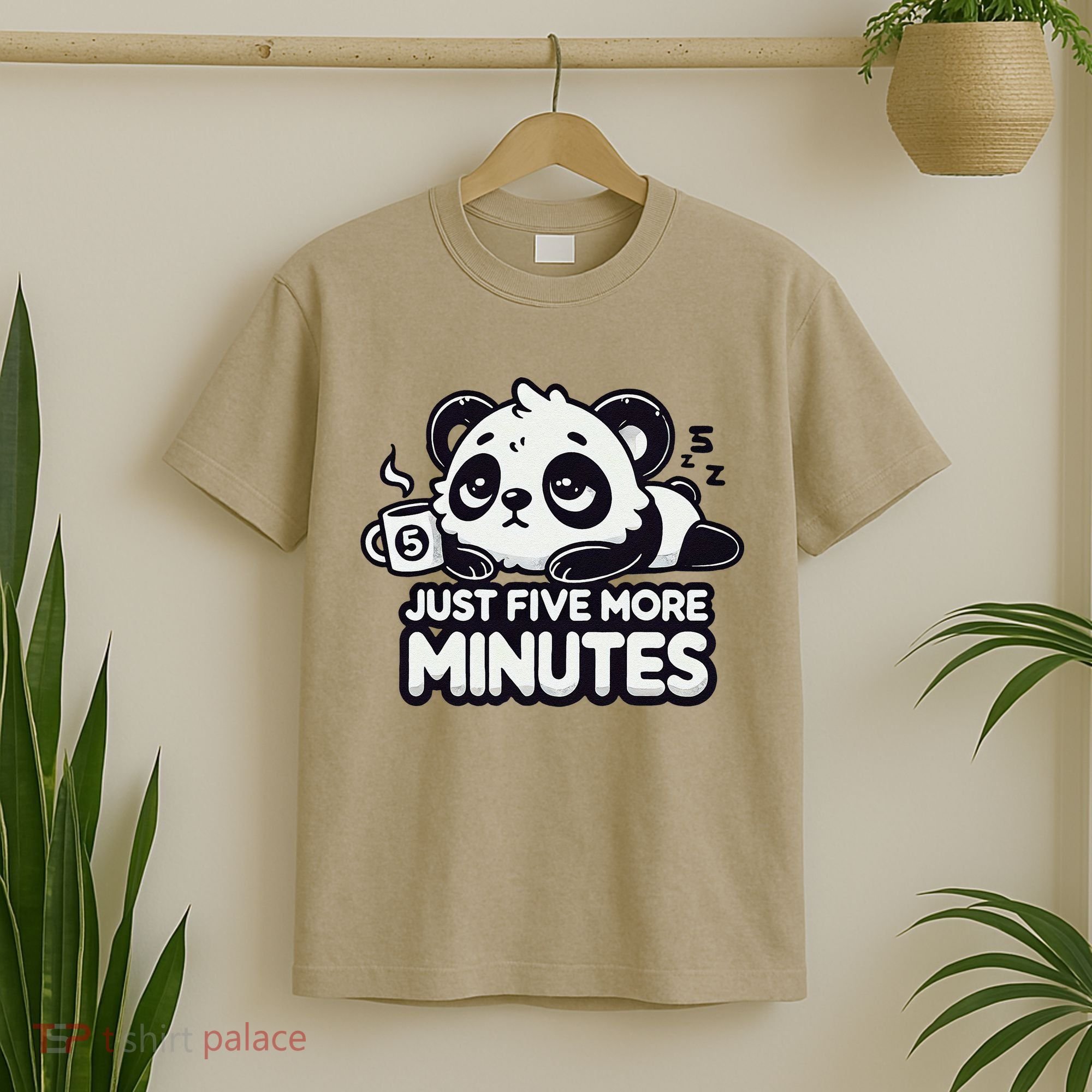 Cute Lazy Panda Just Five More Minutes Sleepy T-Shirt