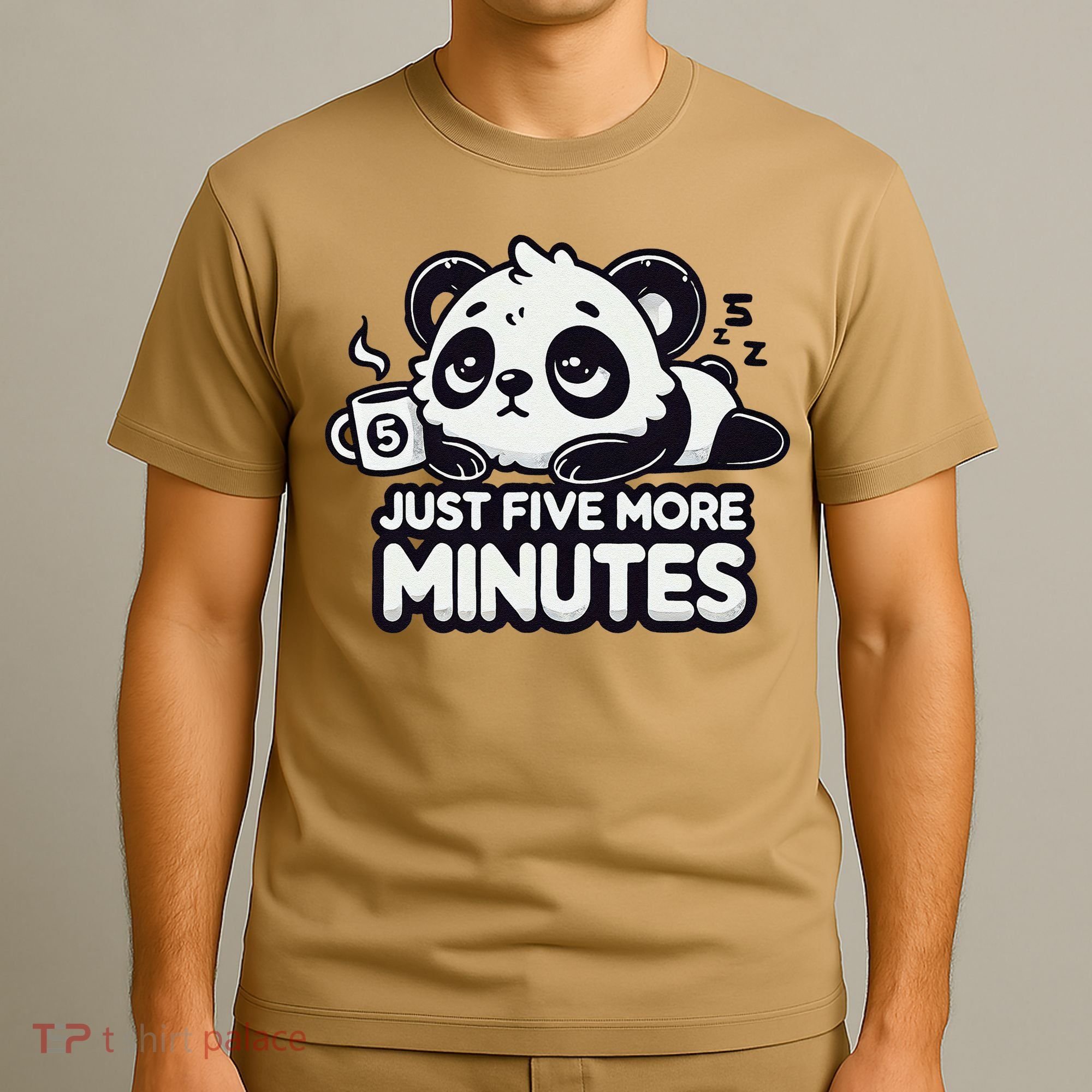 Cute Lazy Panda Just Five More Minutes Sleepy T-Shirt