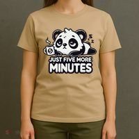 Cute Lazy Panda Just Five More Minutes Sleepy T-Shirt thumb 4