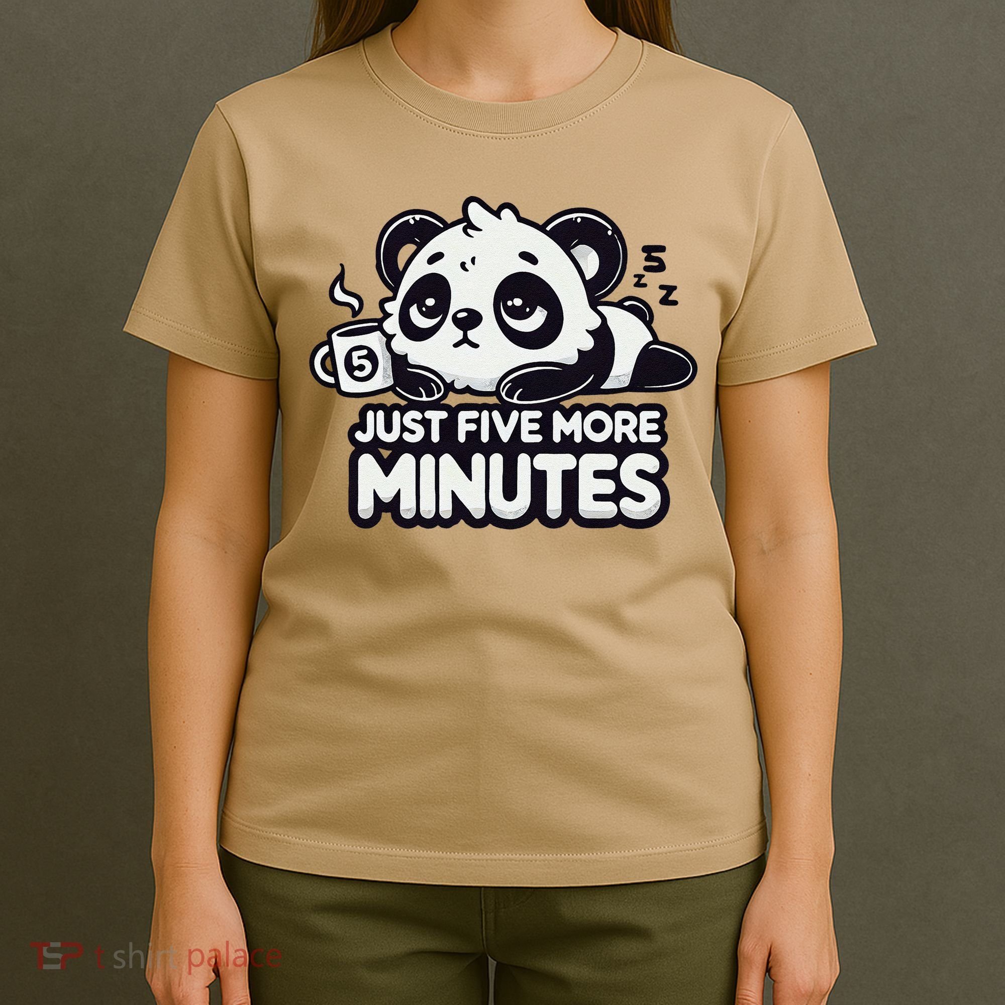 Cute Lazy Panda Just Five More Minutes Sleepy T-Shirt