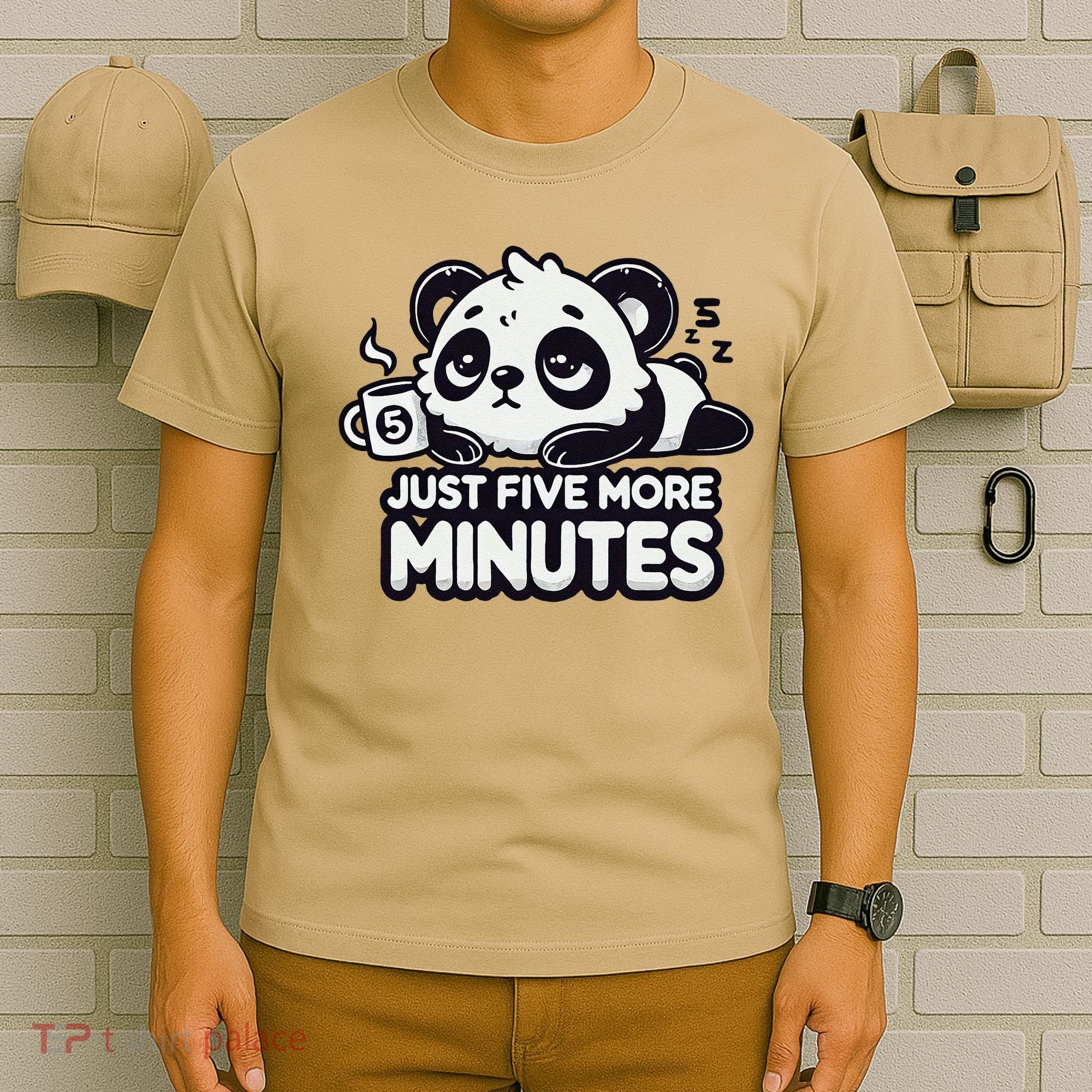Cute Lazy Panda Just Five More Minutes Sleepy T-Shirt