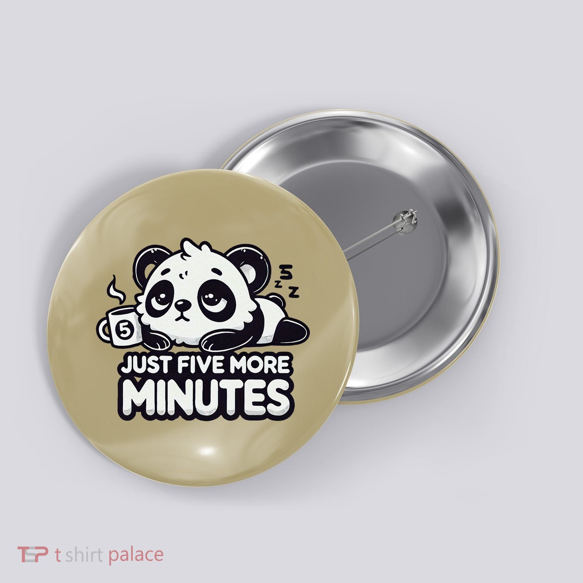 Cute Lazy Panda Just Five More Minutes Sleepy Button