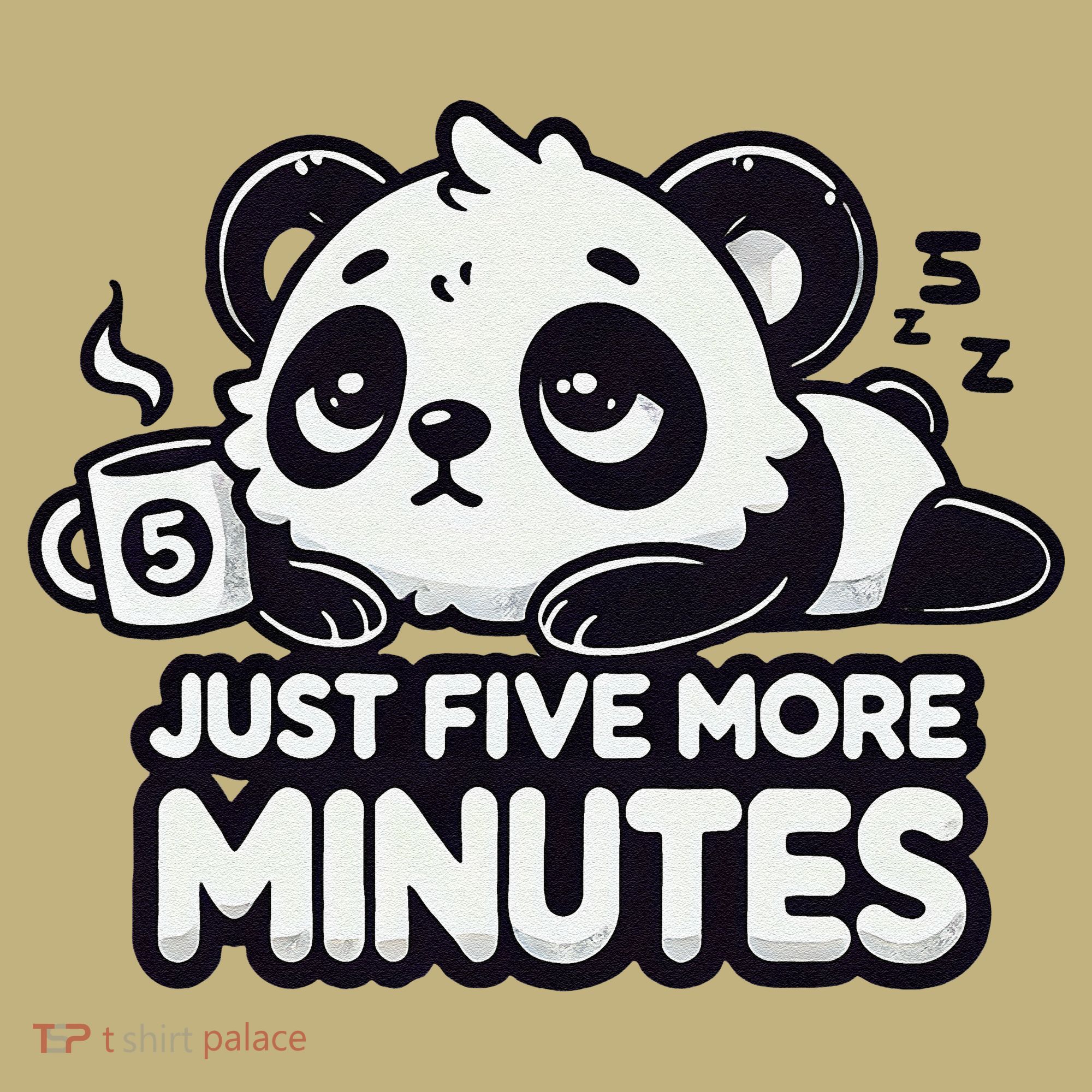Cute Lazy Panda Just Five More Minutes Sleepy Kids T-Shirt