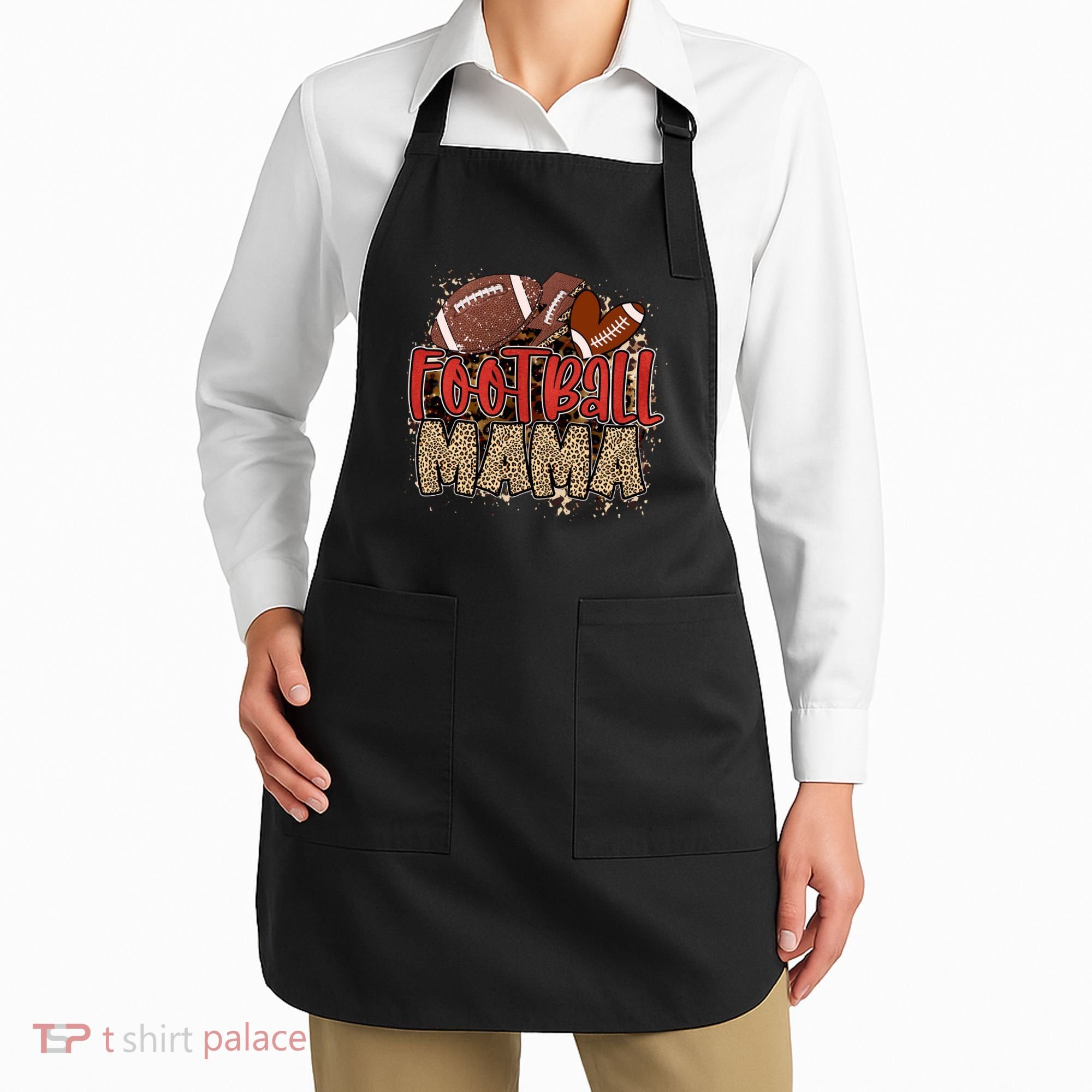 Cute Leopard Print Football Mama Apron