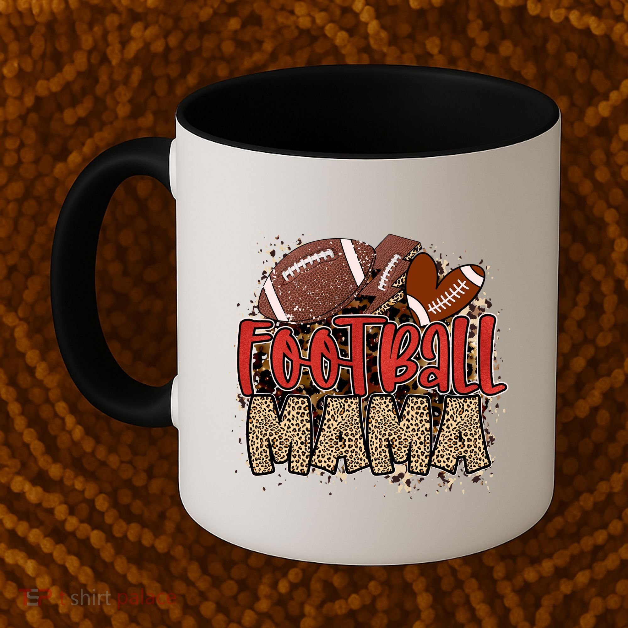 Cute Leopard Print Football Mama Coffee Mug