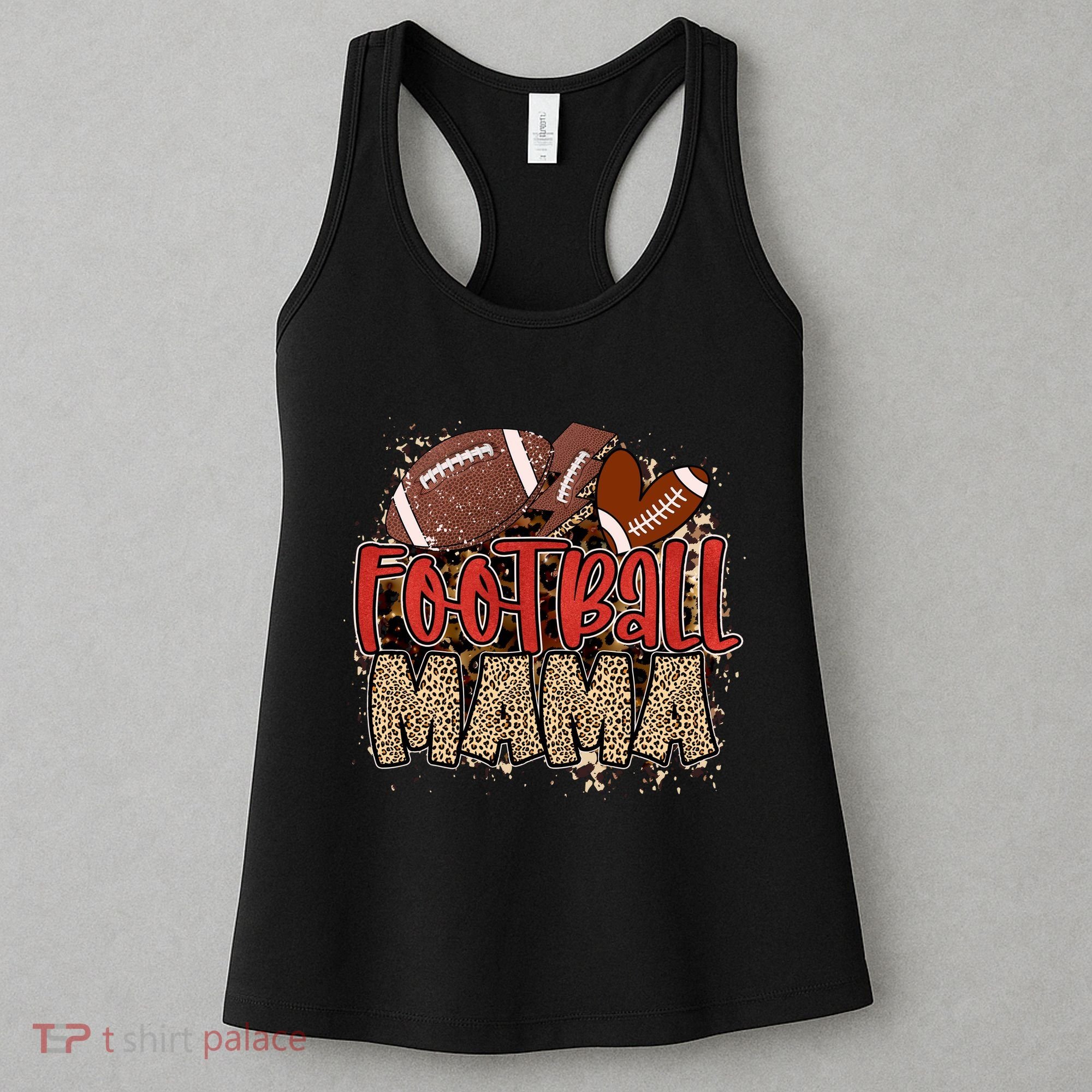 Cute Leopard Print Football Mama Women's Tank Top