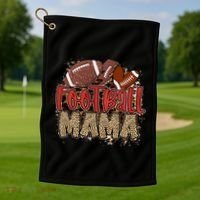 Cute Leopard Print Football Mama Golf Towel thumb 1