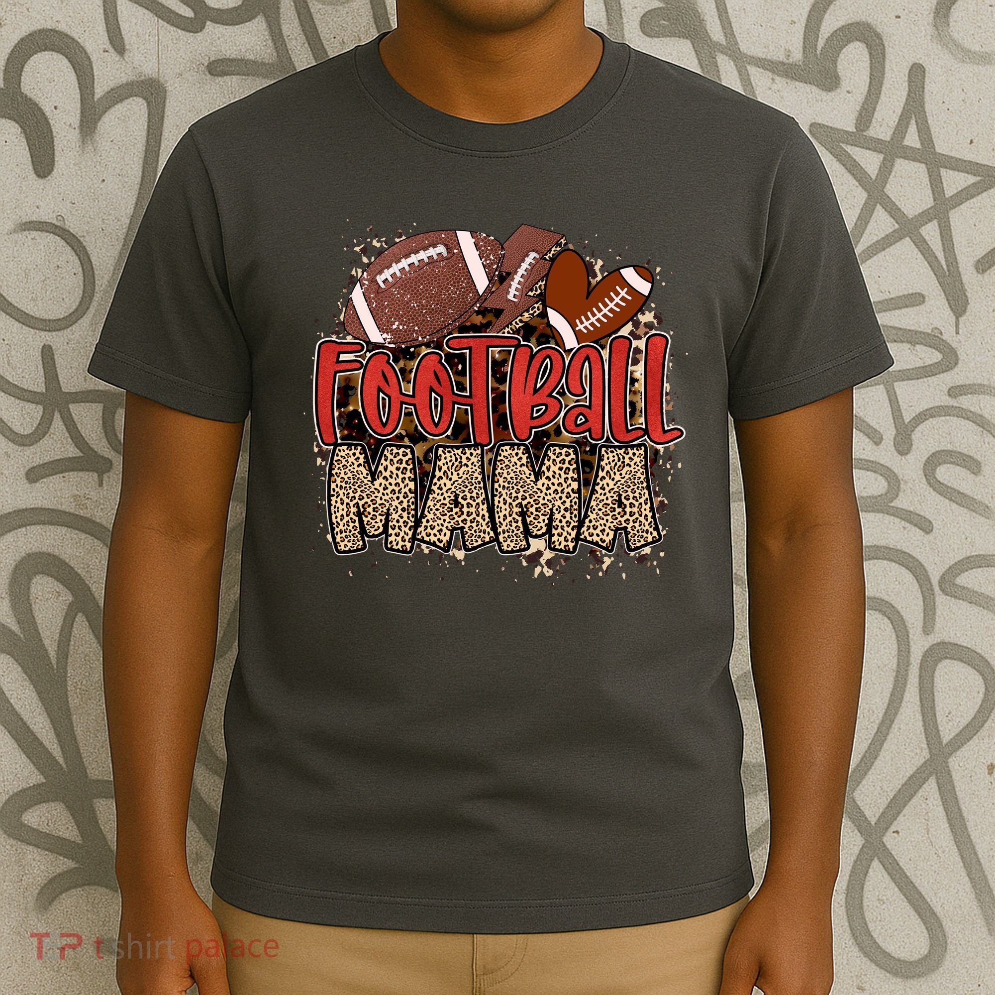 Cute Leopard Print Football Mama T-Shirt