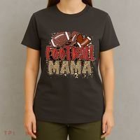 Cute Leopard Print Football Mama T-Shirt thumb 4