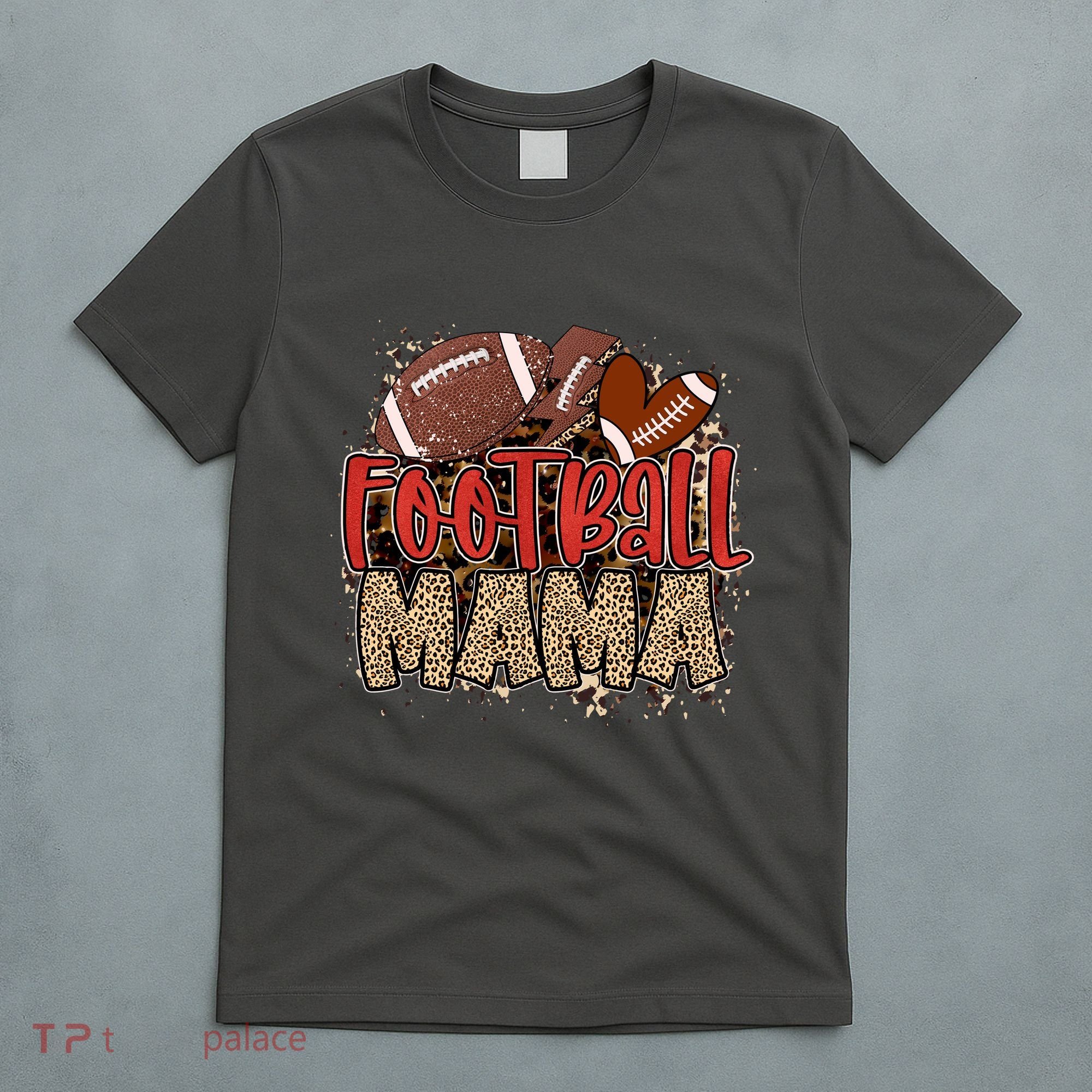 Cute Leopard Print Football Mama T-Shirt