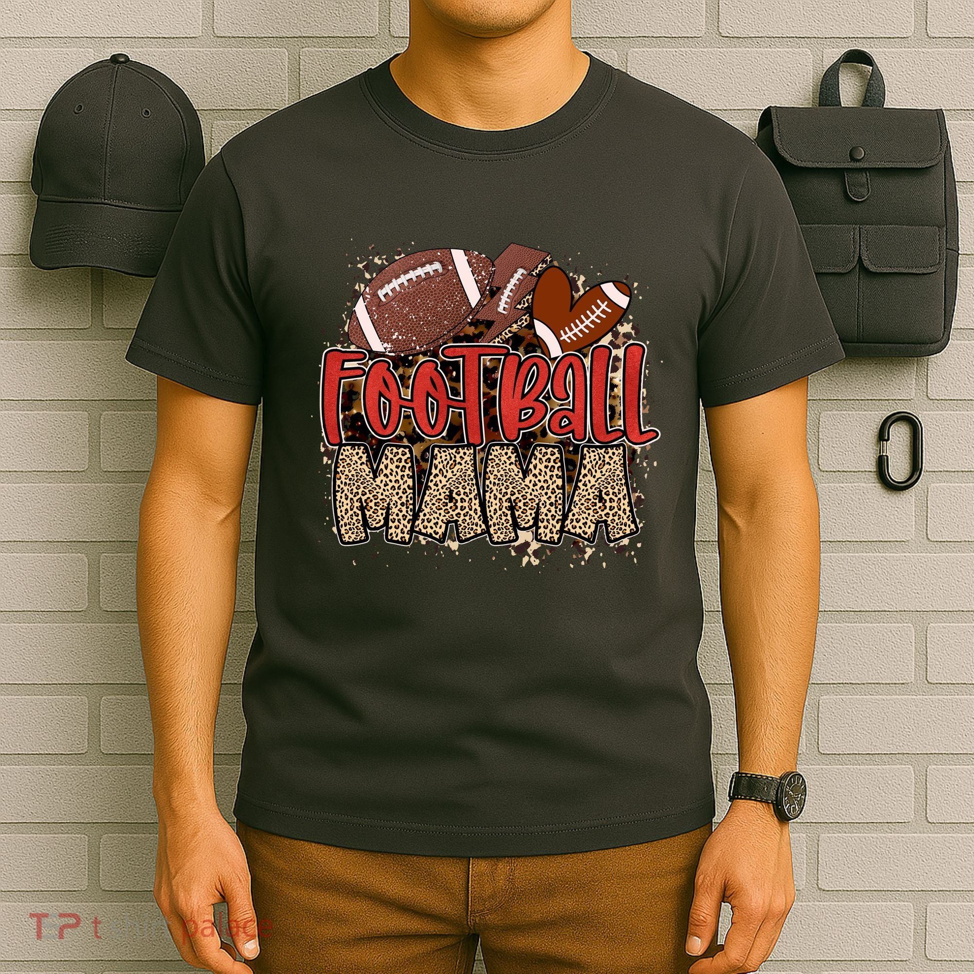 Cute Leopard Print Football Mama T-Shirt