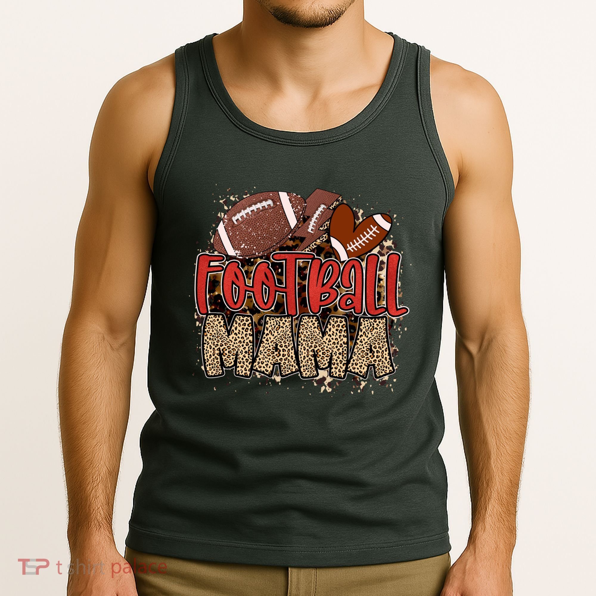 Cute Leopard Print Football Mama Tank Top