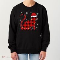 Cat Lover Plaid Holiday Festive Women's Sweatshirt thumb 0