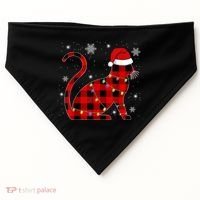 Cat Lover Plaid Holiday Festive USA-Made Doggie Bandana thumb 0