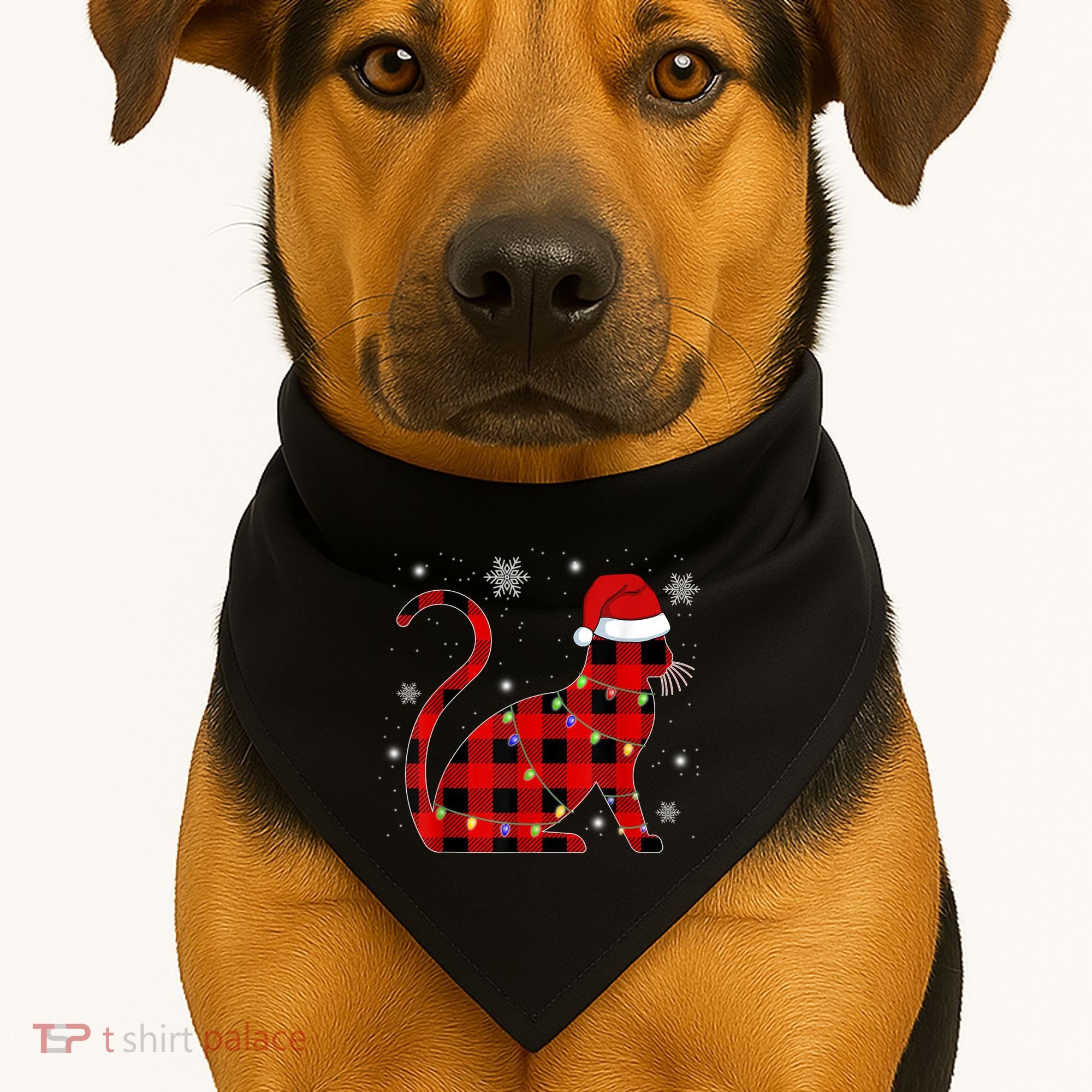 Cat Lover Plaid Holiday Festive USA-Made Doggie Bandana