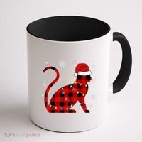 Cat Lover Plaid Holiday Festive Coffee Mug thumb 1