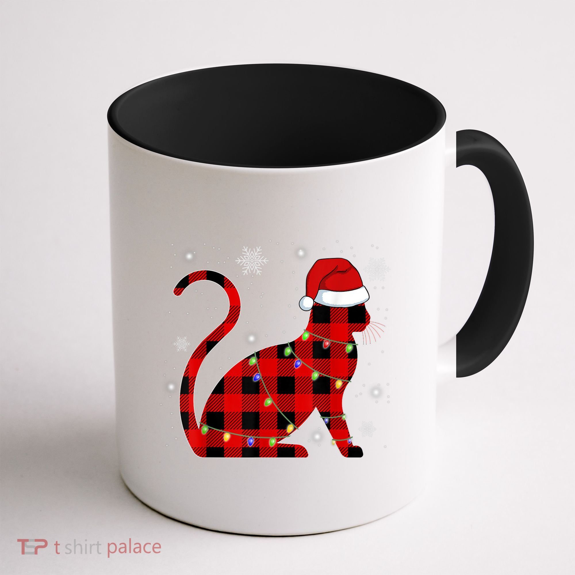 Cat Lover Plaid Holiday Festive Coffee Mug