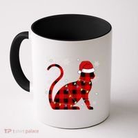 Cat Lover Plaid Holiday Festive Coffee Mug thumb 0