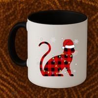 Cat Lover Plaid Holiday Festive Coffee Mug thumb 2