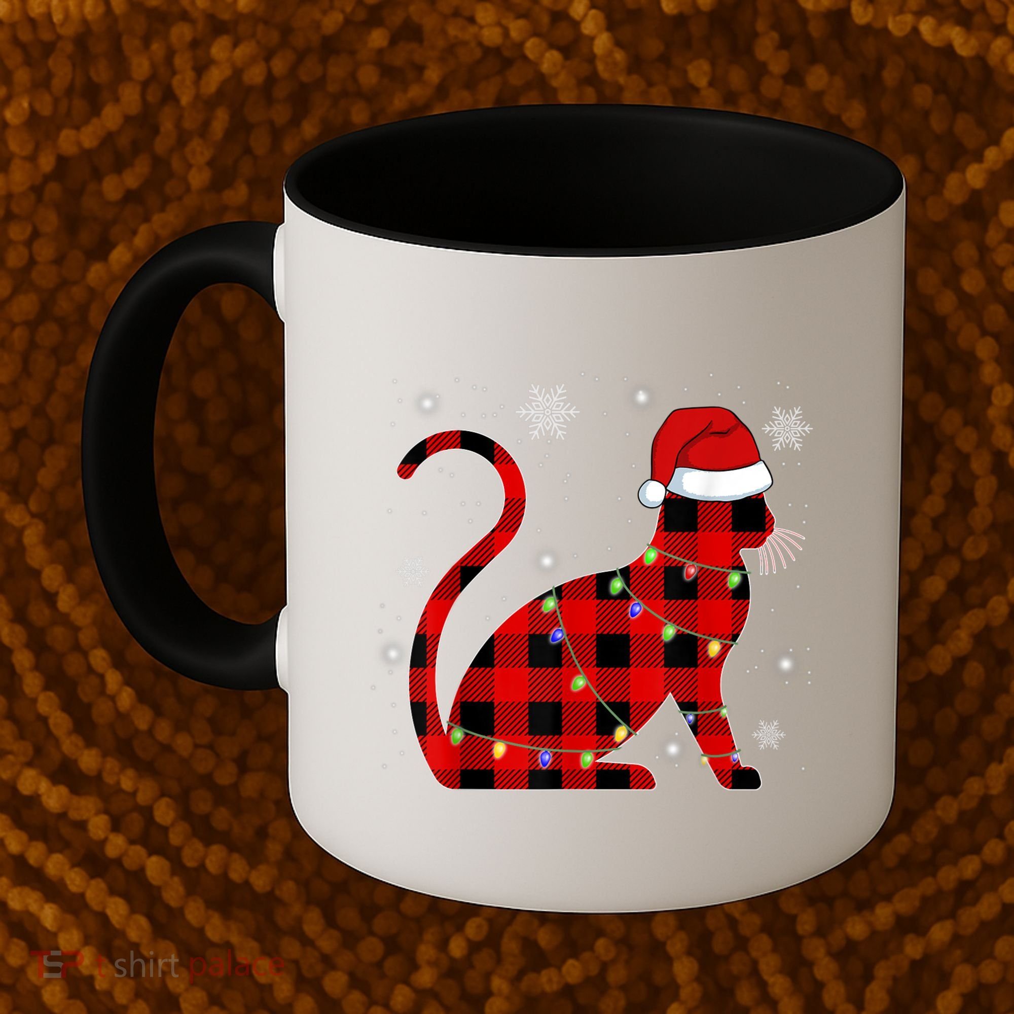 Cat Lover Plaid Holiday Festive Coffee Mug