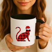 Cat Lover Plaid Holiday Festive Coffee Mug thumb 3