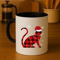 Cat Lover Plaid Holiday Festive Coffee Mug thumb 4