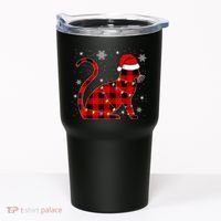 Cat Lover Plaid Holiday Festive Tumbler thumb 0