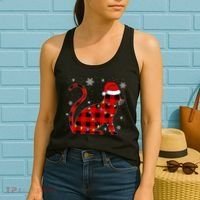 Cat Lover Plaid Holiday Festive Women's Tank Top thumb 2