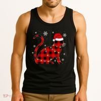 Cat Lover Plaid Holiday Festive Tank Top thumb 3