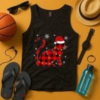 Cat Lover Plaid Holiday Festive Tank Top thumb 4
