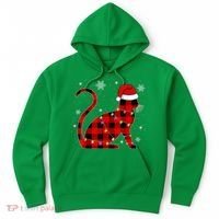 Cat Lover Plaid Holiday Festive Hoodie thumb 0