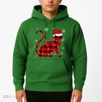 Cat Lover Plaid Holiday Festive Hoodie thumb 2