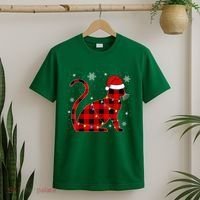 Cat Lover Plaid Holiday Festive T-Shirt thumb 2